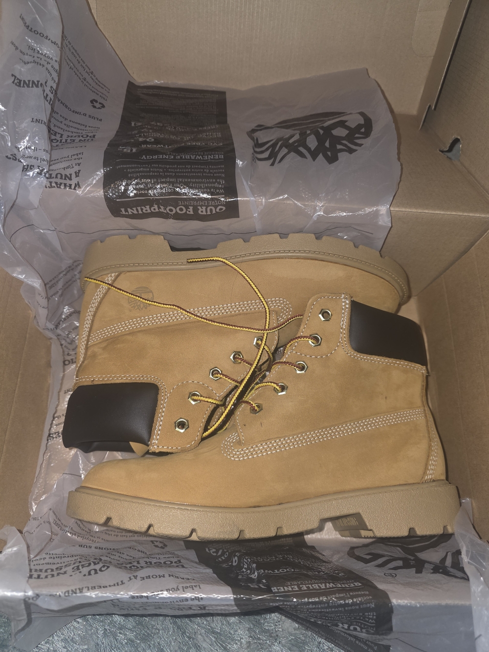 Timberland Kids Wheat Tan Nubuck Lace-Up Boots